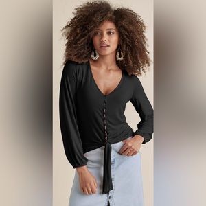 NBW Tie-Front Button-Up Top